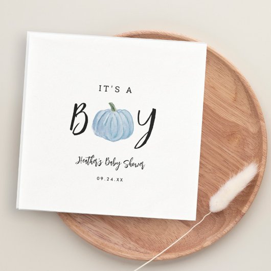 Herfst Blue Pumpkin Het is een Baby shower van een Servet