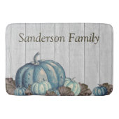 Herfst Blue Pumpkin Rustic Cute Gray Wood Badmat (Voorkant)
