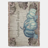 Herfst Blue Pumpkin Rustic Cute Gray Wood Deken (Voorkant Verticaal)