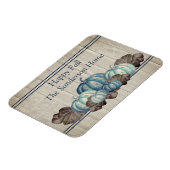 Herfst Blue Pumpkin Rustic Cute Gray Wood Magneet (Linkerzijde)