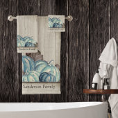 Herfst Blue Pumpkin Rustic Cute Gray Wood Sh Bad Handdoek