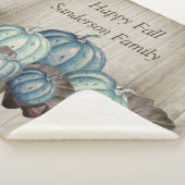 Herfst Blue Pumpkin Rustic Cute Gray Wood Sherpa Deken (3/4)