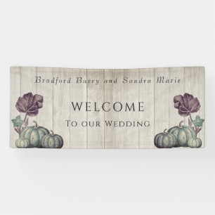 Herfst Blue Pumpkin Rustic Wedding Barn Wood   Spandoek