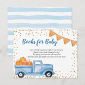 Herfst Blue Pumpkin Truck Books for Baby Card Uitnodiging Briefkaart (Voorkant / Achterkant)