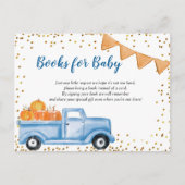 Herfst Blue Pumpkin Truck Books for Baby Card Uitnodiging Briefkaart (Voorkant)