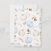 Herfst Blue Pumpkin Truck Little Pumpkin Baby show Bedankkaart (Achterkant)