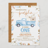 Herfst Blue Pumpkin Truck Little Pumpkin Verjaarda Kaart (Voorkant / Achterkant)