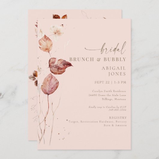 Herfst Blush Bridal Brunch & Bubbly Kaart (Voorkant / Achterkant)