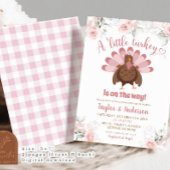 Herfst Blush Pink Girl Turkije Baby shower Uitnodi Kaart