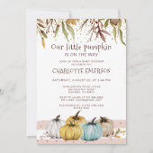 Herfst Blush Pink Gold Pumpkin Baby shower Kaart (Voorkant)