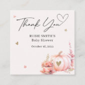 Herfst Blush Pink Pumpkin Gold Heart Dank u Informatiekaartje (Voorkant)