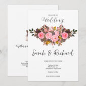 Herfst Blush Roze Rose Rustieke herfst bruiloft Kaart (Voorkant / Achterkant)