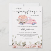 Herfst Blush Twin Vrouwelijke Pompoen Baby shower Kaart (Voorkant)