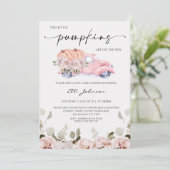 Herfst Blush Twin Vrouwelijke Pompoen Baby shower Kaart (Staand voorkant)