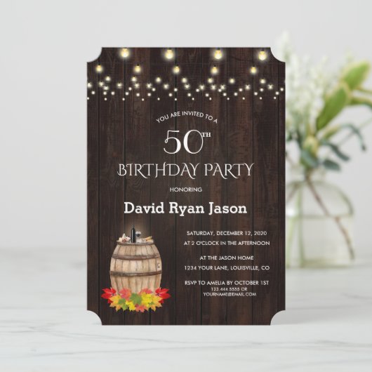 Herfst Bodemwand Vineyard 50th Birthday Kaart (Staand voorkant)