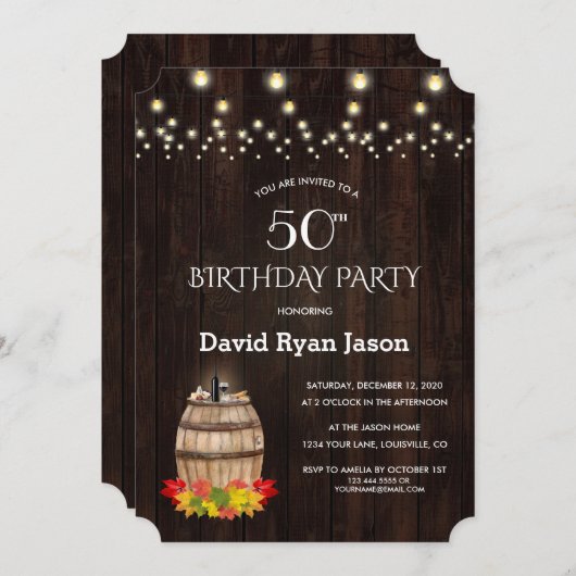 Herfst Bodemwand Vineyard 50th Birthday Kaart (Voorkant / Achterkant)