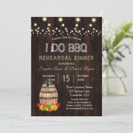 Herfst Bodemwijn Vineyard Rehearings Dinner Kaart (Staand voorkant)