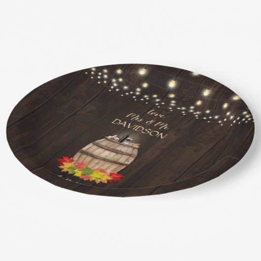 Herfst Bodemwijn Wijnvat Vineyard Weddenschap Papieren Bordje (Gekanteld)