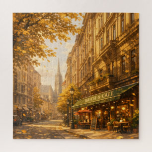 Herfst Boek & Café Straat Cozy Europese Steeg Legpuzzel