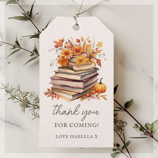 Herfst boek thema | Baby shower Dank u voor uw ste Cadeaulabel
