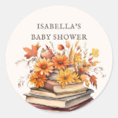 Herfst boek thema Baby shower gunst Ronde Sticker (Voorkant)