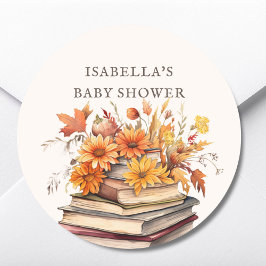 Herfst boek thema Baby shower gunst Ronde Sticker