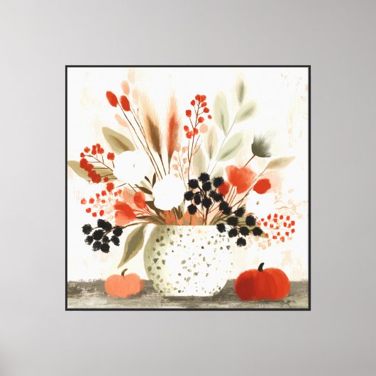 Herfst Boeket en Roest gespikkelde Pot Canvas Afdruk (Voorkant)