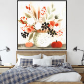 Herfst Boeket en Roest gespikkelde Pot Canvas Afdruk (Insitu (Slaapkamer))