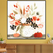 Herfst Boeket en Roest gespikkelde Pot Canvas Afdruk (Insitu (Woonkamer))