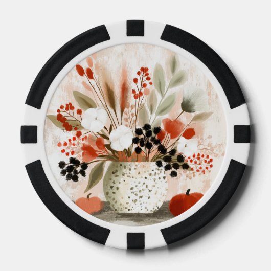 Herfst Boeket en Roest gespikkelde Pot Poker Chips (Voorkant)
