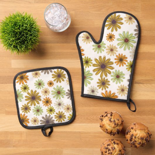 Herfst Boeket Oven Mitt en Pot Houders Ovenwant & Pannenlap Set (Top down)