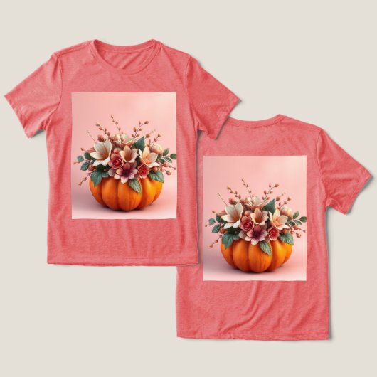 Herfst Boeket Pompoen Art T-shirt (Ontwerp Voorkant & Achterkant)