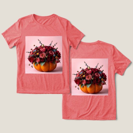 Herfst Boeket Pompoen Rood Triblend T-shirt (Ontwerp Voorkant & Achterkant)