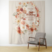 Herfst boeket terracotta blush groovy 30e verjaard wandkleed (In situ)