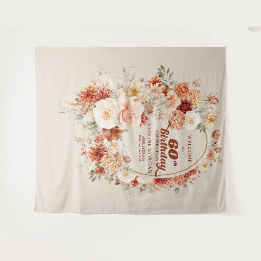 Herfst boeket terracotta blush groovy 60e verjaard wandkleed (Voorkant (horizontaal))