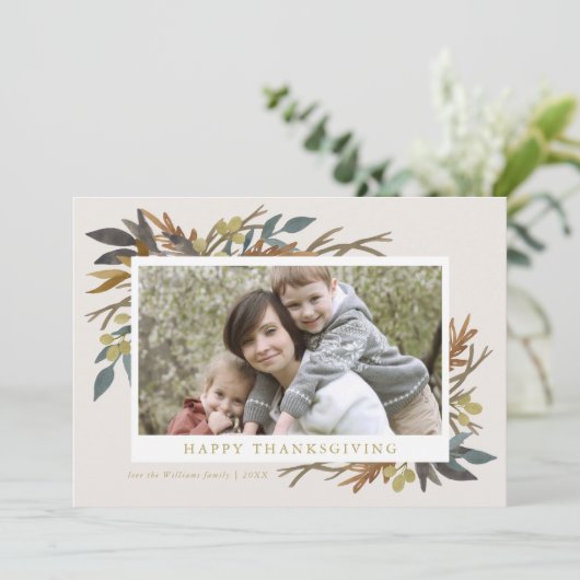 Herfst Boeket Thanksgiving Fotokaart Kaart (Staand voorkant)