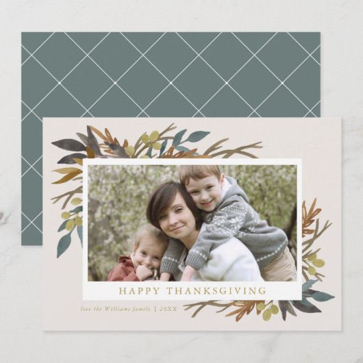 Herfst Boeket Thanksgiving Fotokaart Kaart (Voorkant / Achterkant)