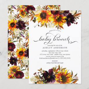 Herfst Boeket Zonnebloemen Baby Brunch Kaart