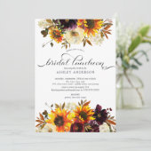 Herfst Boeket Zonnebloemen Bloemen Bruids Luncheon Kaart (Staand voorkant)