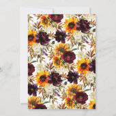 Herfst Boeket Zonnebloemen Bloemen Bruids Luncheon Kaart (Achterkant)