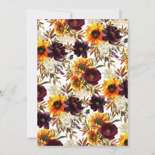 Herfst Boeket Zonnebloemen Bloemen Bruids Luncheon Kaart (Achterkant)