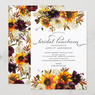 Herfst Boeket Zonnebloemen Bloemen Bruids Luncheon Kaart