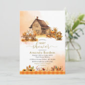 Herfst Boerderij Dieren Waterverf baby shower Kaart (Staand voorkant)