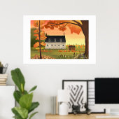 Herfst boerderij herfst pompoen grote print (Thuiskantoor)