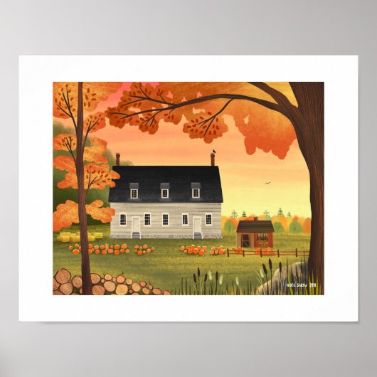 Herfst boerderij herfst pompoen kunst print (Voorkant)
