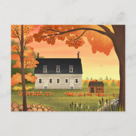 Herfst boerderij herfst pompoen patch briefkaart