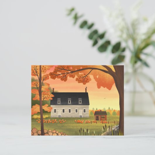 Herfst boerderij herfst pompoen patch briefkaart (Staand voorkant)