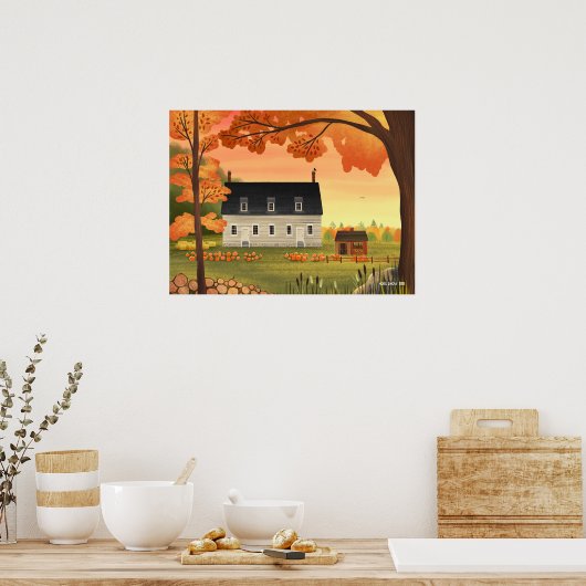 Herfst boerderij herfst pompoen patch poster (Keuken)