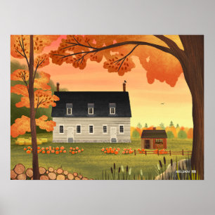 Herfst boerderij herfst pompoen patch poster