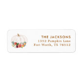 Herfst Boerderij Huis Witte Pompoen Retouradres La Etiket (Voorkant)